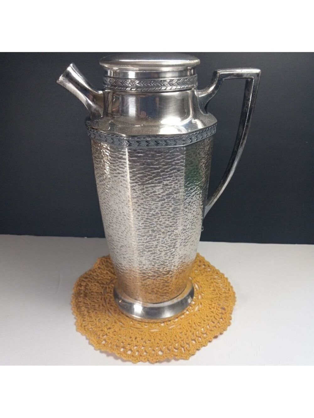 Vintage Homan Plate Nickel Silver Coffee Pot Sani‑Tite 2 Qt Art Deco Hotelware